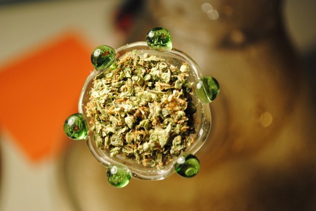 Bong bowl packed with weed
