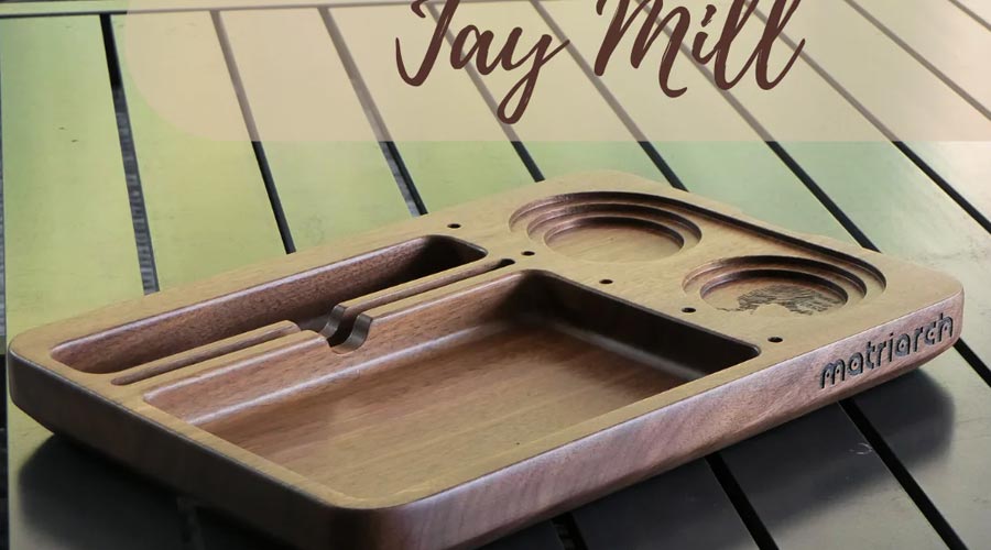 Wooden Rolling Tray with Compartments